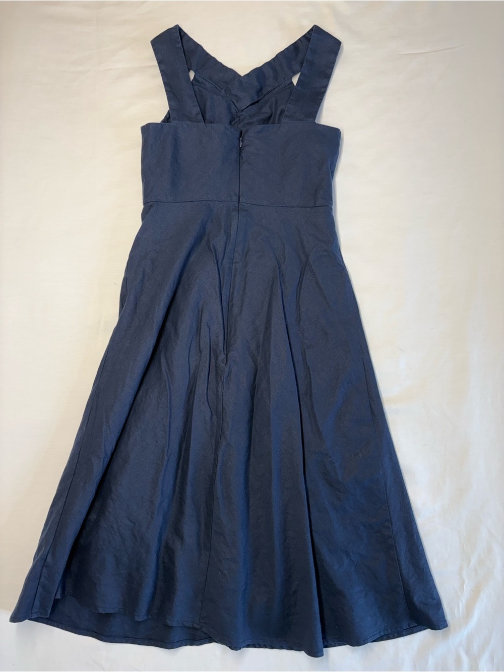 Banana Republic Womenโs Navy Linen Blend Midi A-Line Dress